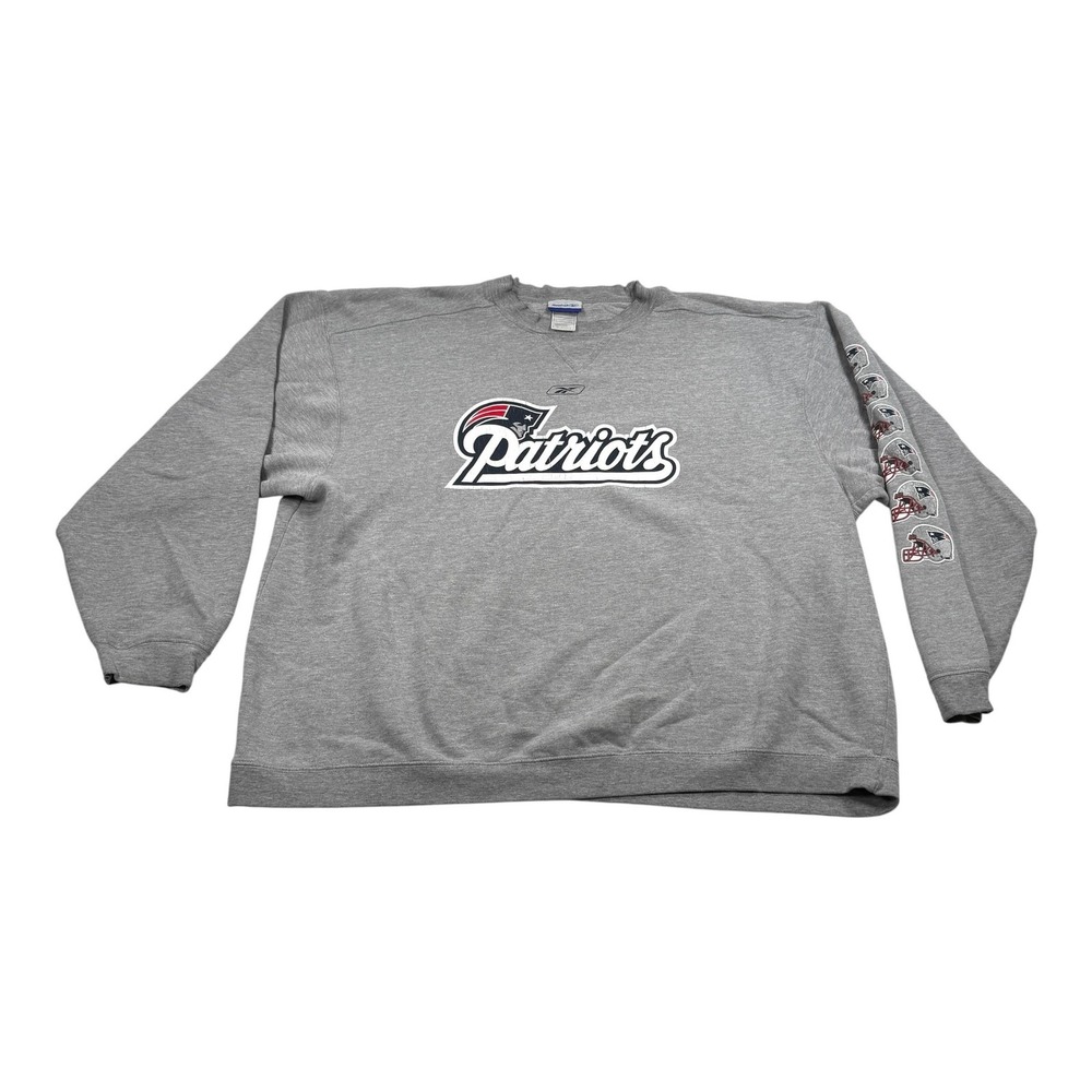 New England Patriots Sweatshirt Mens 2XL Gray NFL Football Reebok Crewneck